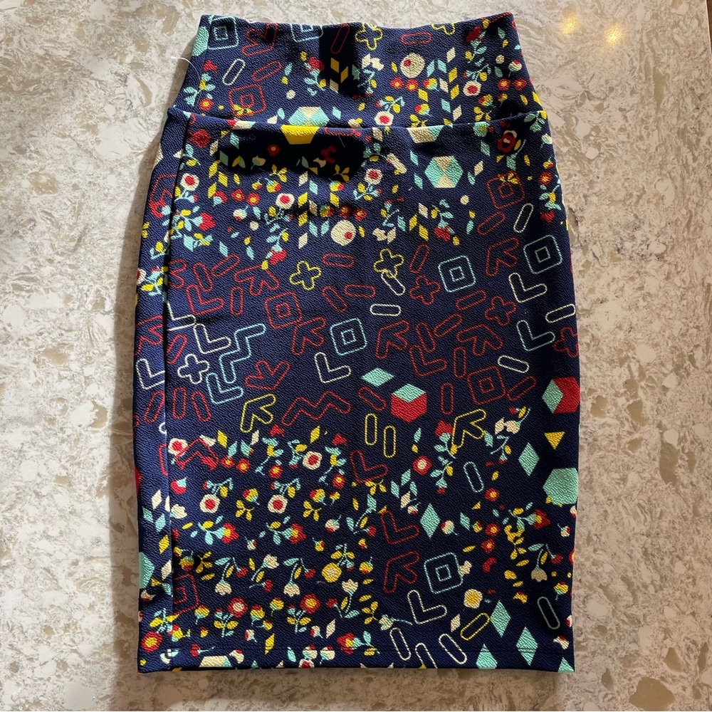 LuLaRoe Navy Geometric Pencil Skirt